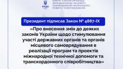 Громади отримають більше можливостей для реалізації міжнародних проєктів: Президент підписав Закон