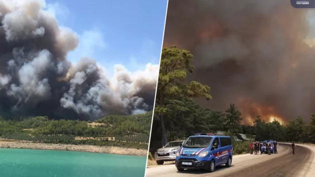 Анталья и Мармарис в огне: появились новые видео лесных пожаров в Турции