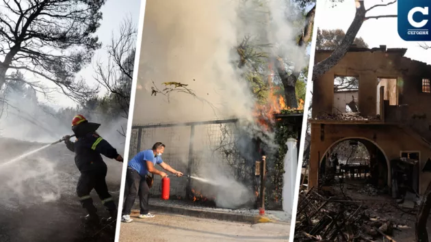 Огненная волна прошла по пригородам Афин. Пожар охватывал дома за 20 минут (Видео)